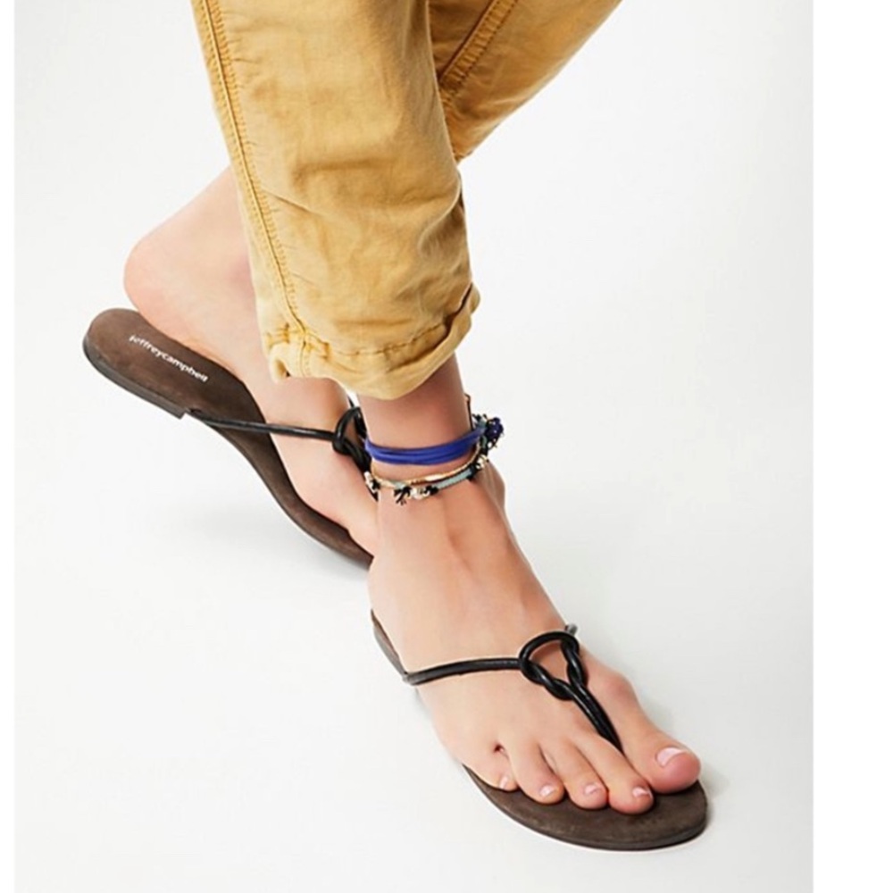 Anthropologie  x Jeffery Campbell Leather Malia Knotted Festival Slip On Sandals